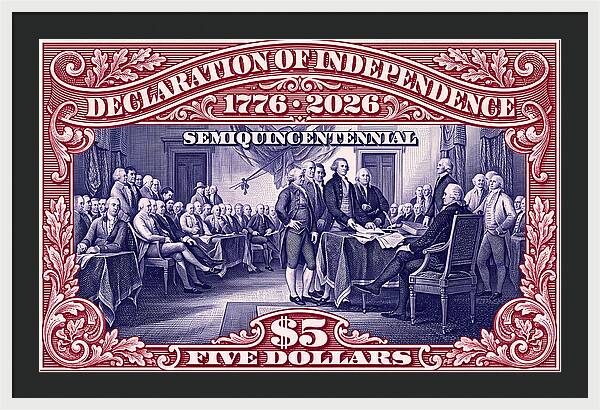 Independence $5 1 - Framed Print