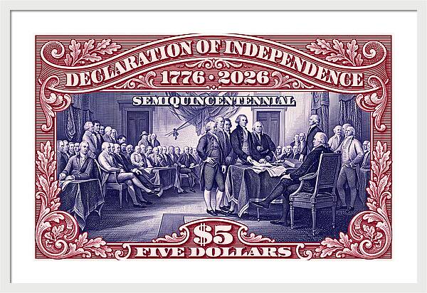 Independence $5 1 - Framed Print