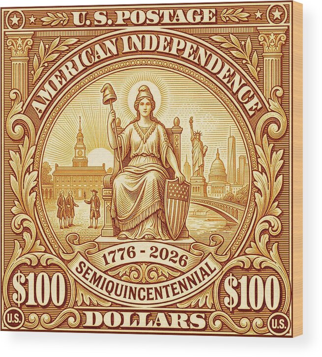 Liberty $100 - Wood Print