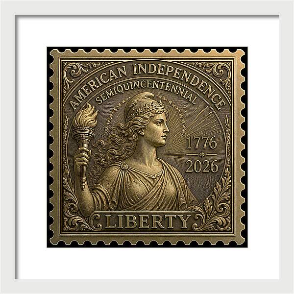 Liberty Gold Foil II - Framed Print