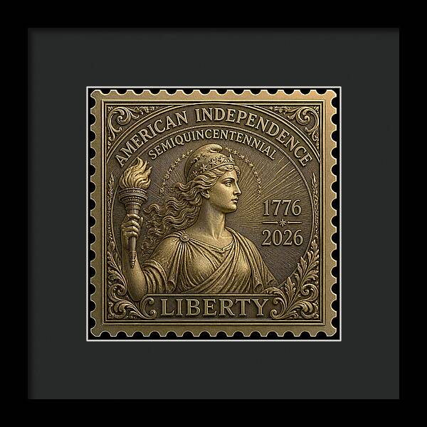Liberty Gold Foil II - Framed Print