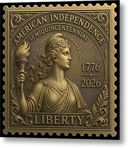 Liberty Gold Foil II - Metal Print