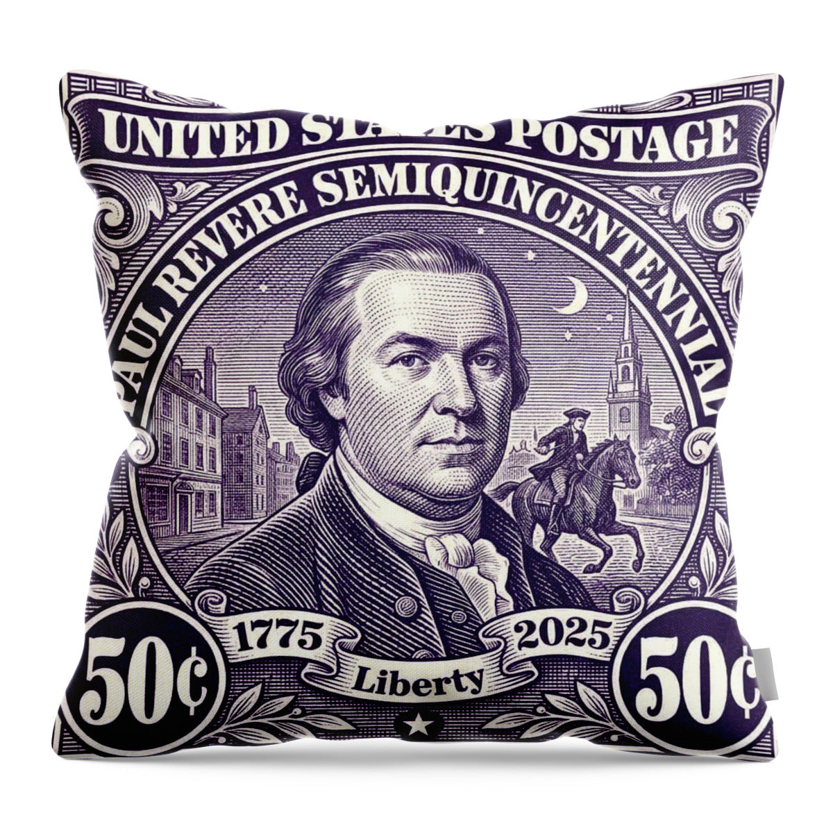 Paul Revere 50c I - Throw Pillow