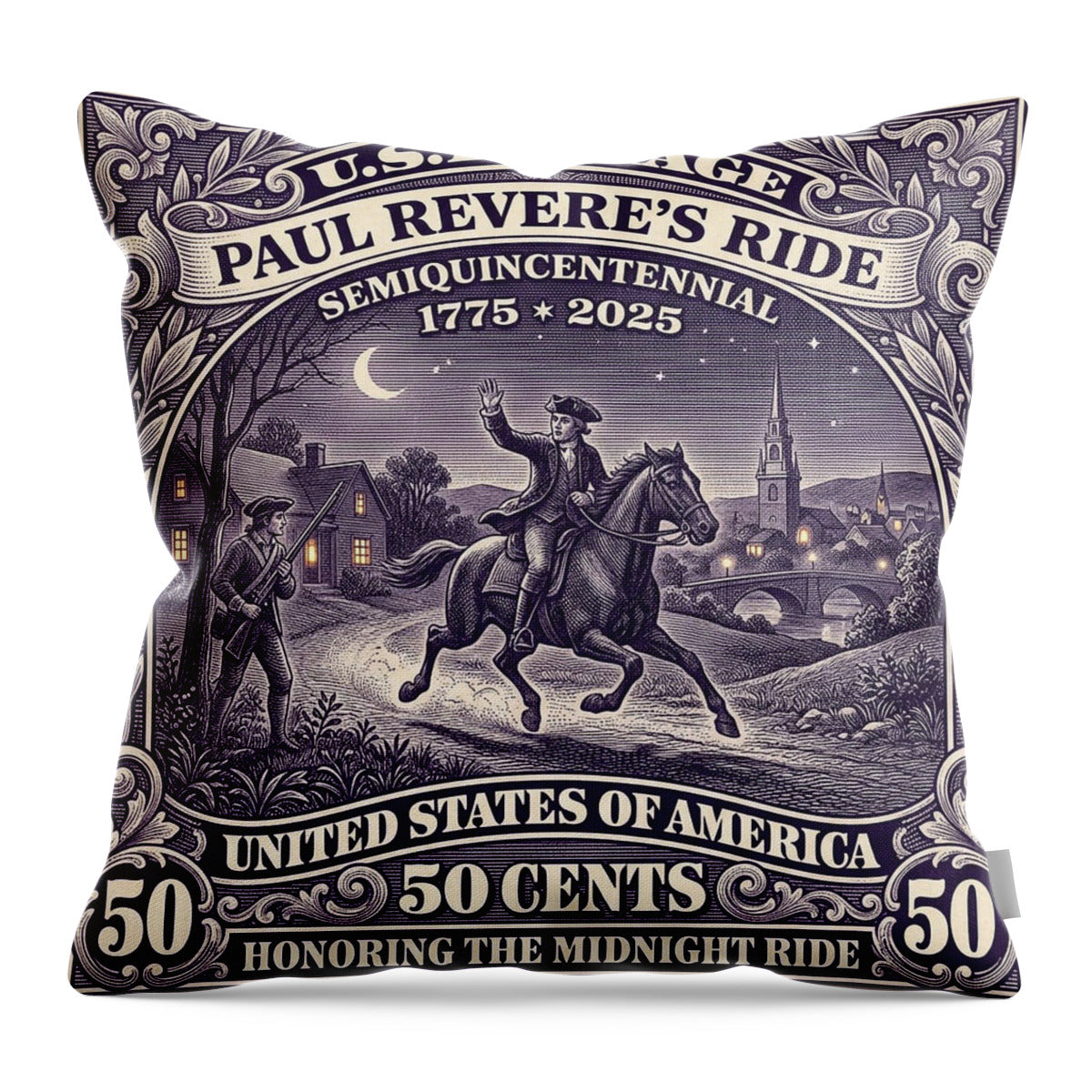 Paul Revere 50c II - Throw Pillow