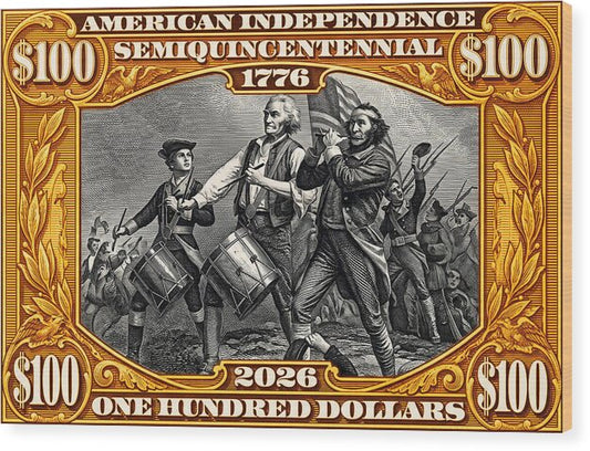 Spirit of '76 Stamp $100 - Wood Print