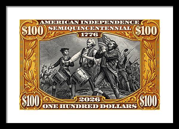 Spirit of '76 Stamp $100 - Framed Print