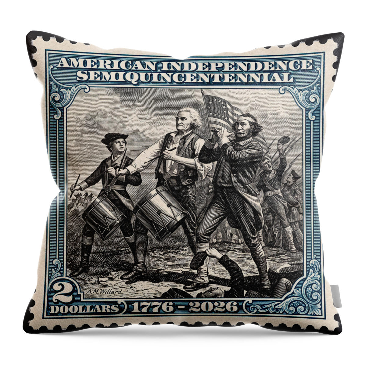 Spirit of '76 Stamp $2 - Throw Pillow