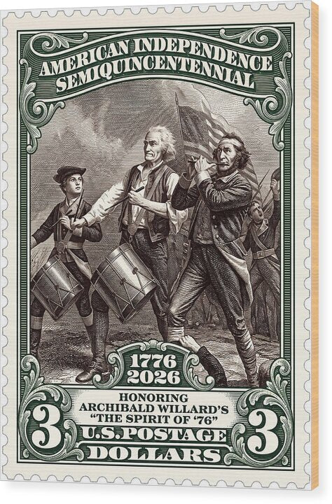 Spirit of '76 Stamp $3 2 - Wood Print