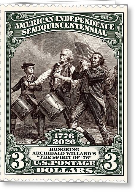 Spirit of '76 Stamp $3 2 - Greeting Card