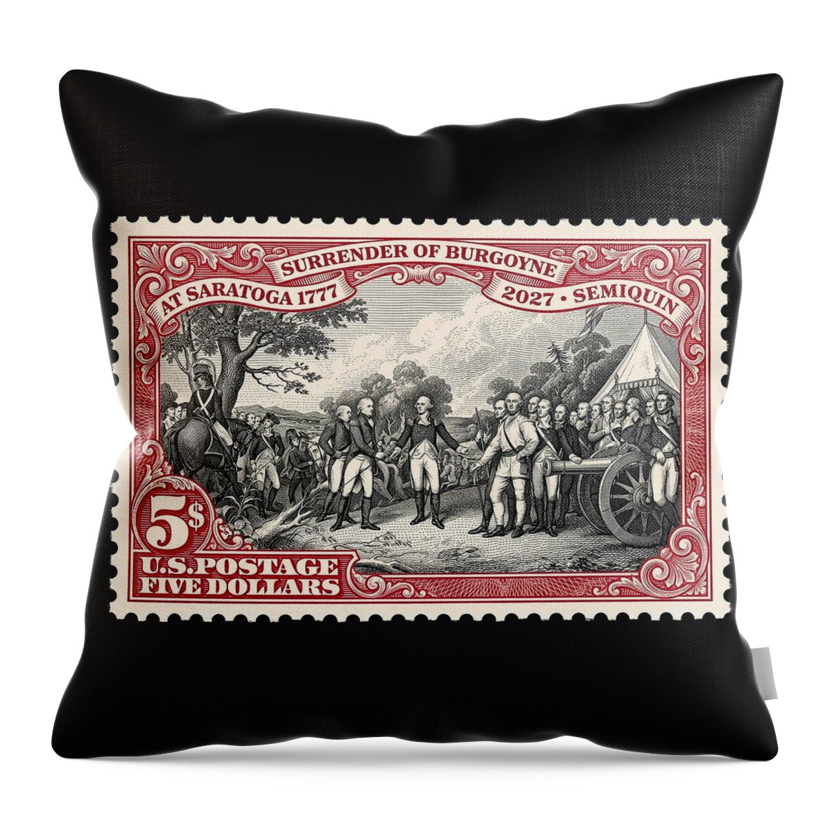 Surrender at Saratoga $5 - Throw Pillow