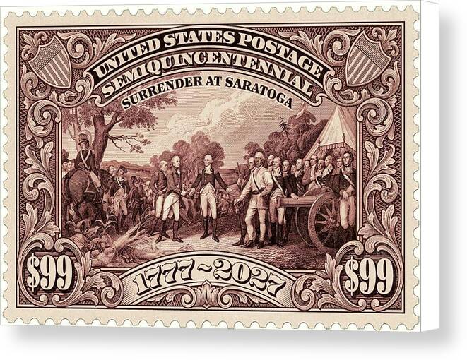 Surrender at Saratoga $99 Stamp - Canvas Print