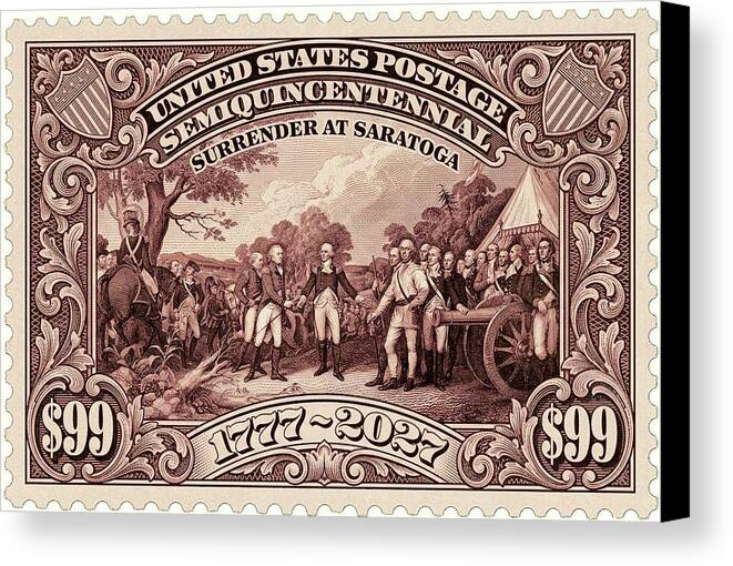 Surrender at Saratoga $99 Stamp - Canvas Print