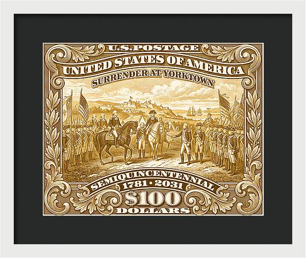 Surrender at Yorktown $100 - Framed Print