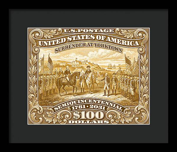 Surrender at Yorktown $100 - Framed Print