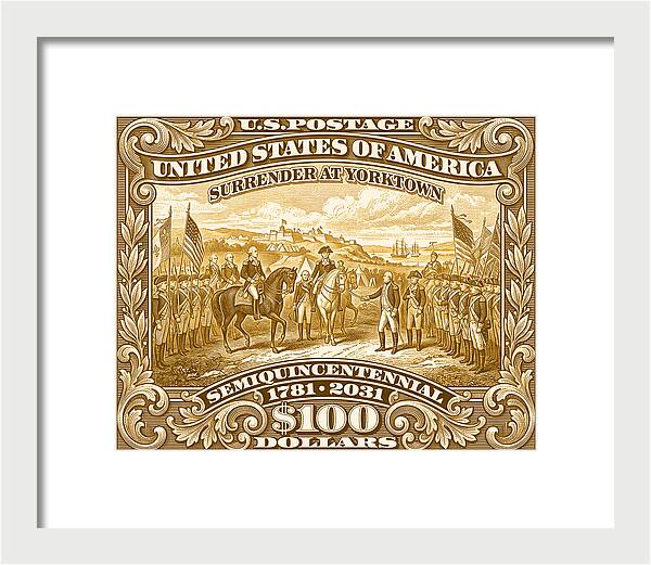 Surrender at Yorktown $100 - Framed Print