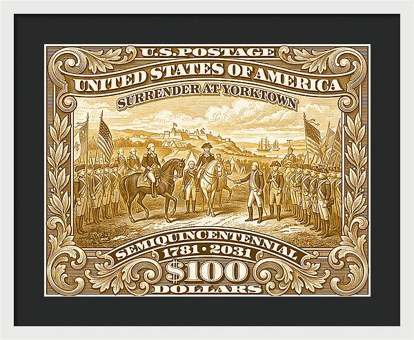 Surrender at Yorktown $100 - Framed Print