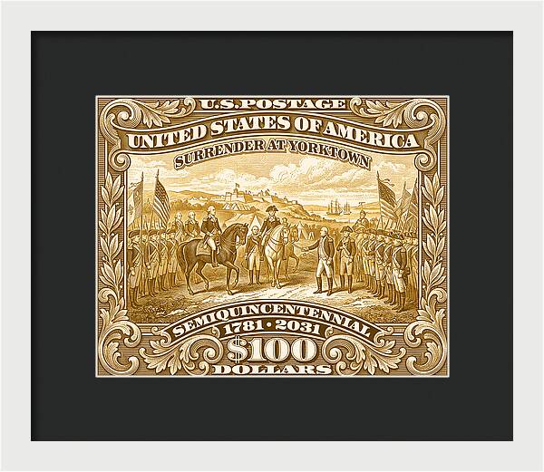 Surrender at Yorktown $100 - Framed Print