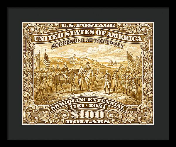 Surrender at Yorktown $100 - Framed Print