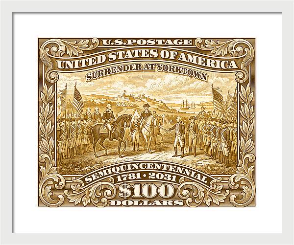 Surrender at Yorktown $100 - Framed Print