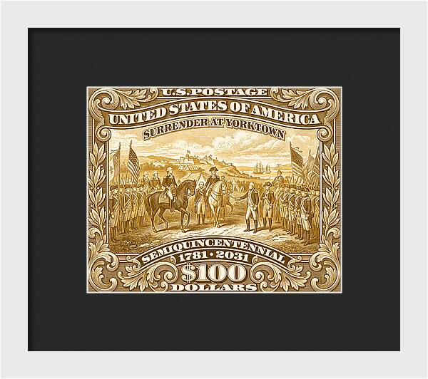 Surrender at Yorktown $100 - Framed Print