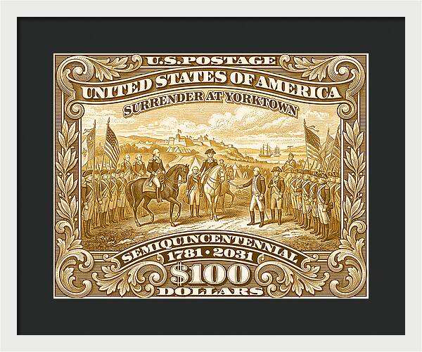 Surrender at Yorktown $100 - Framed Print