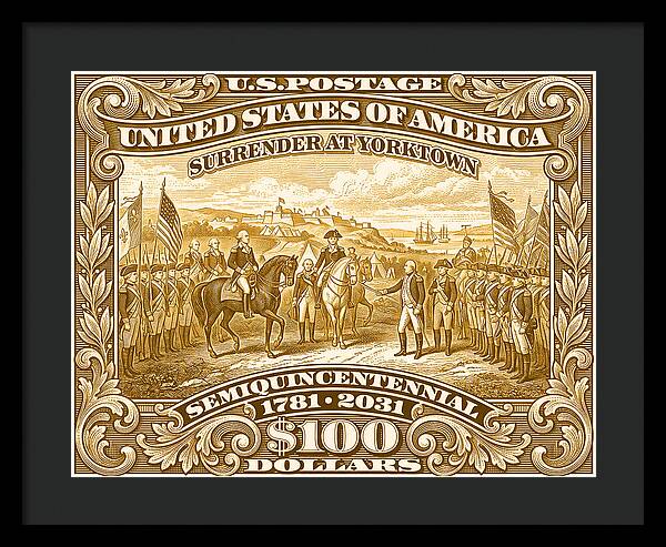 Surrender at Yorktown $100 - Framed Print
