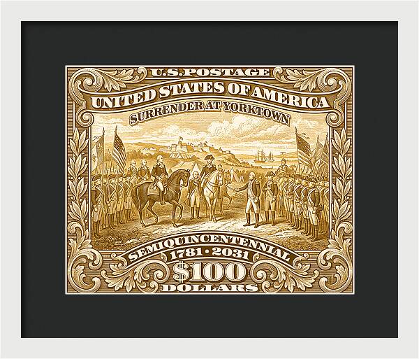 Surrender at Yorktown $100 - Framed Print