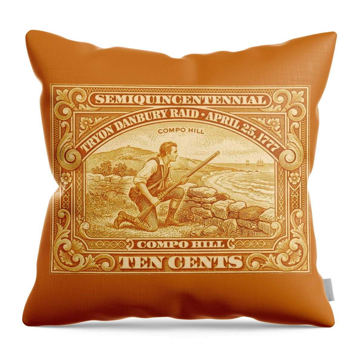 Tryon Danbury Raid 10c - Throw Pillow