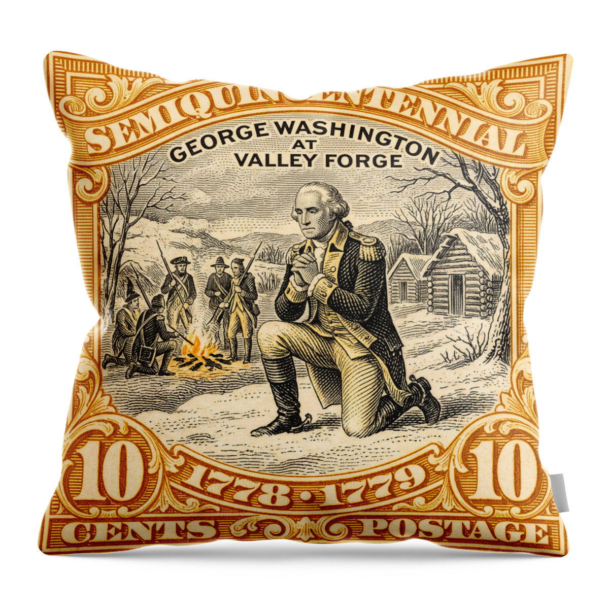 Valley Forge 10c 1 - Throw Pillow