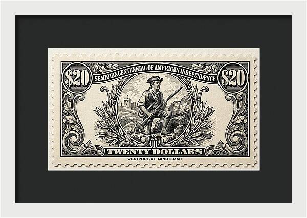 Westport Minuteman $20 - Framed Print