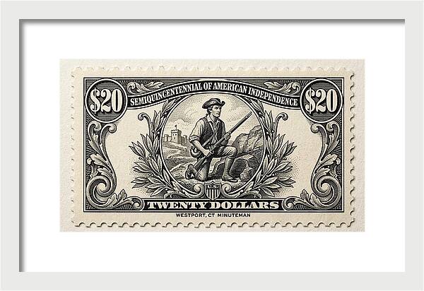 Westport Minuteman $20 - Framed Print