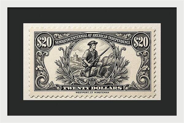 Westport Minuteman $20 - Framed Print