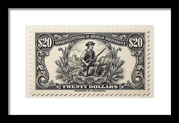 Westport Minuteman $20 - Framed Print