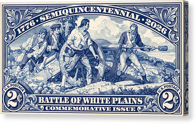 White Plains 2c blue - Canvas Print