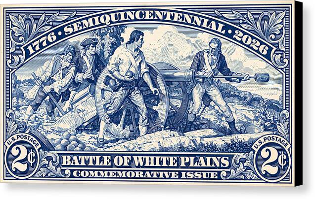 White Plains 2c blue - Canvas Print