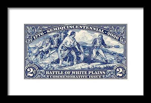 White Plains 2c blue - Framed Print