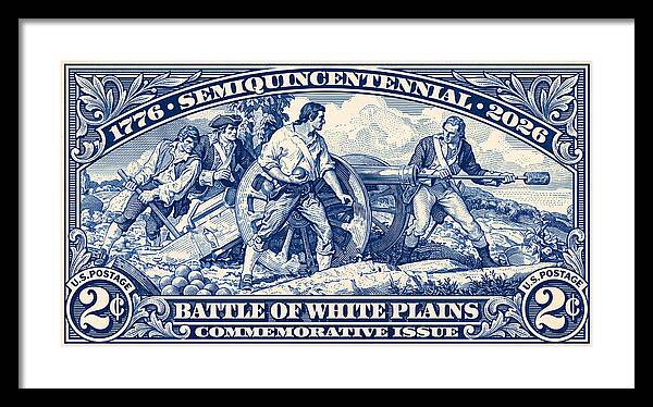 White Plains 2c blue - Framed Print