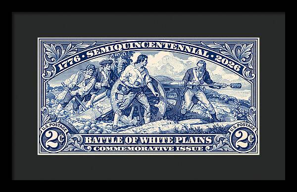 White Plains 2c blue - Framed Print