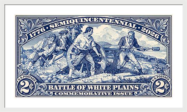 White Plains 2c blue - Framed Print