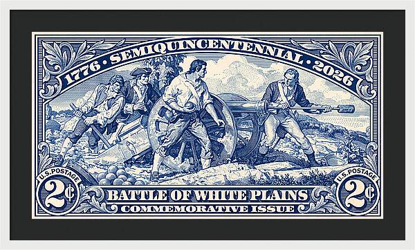 White Plains 2c blue - Framed Print