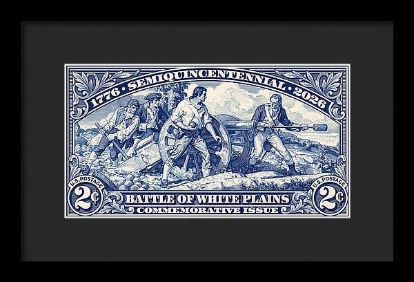 White Plains 2c blue - Framed Print