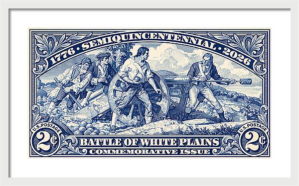 White Plains 2c blue - Framed Print