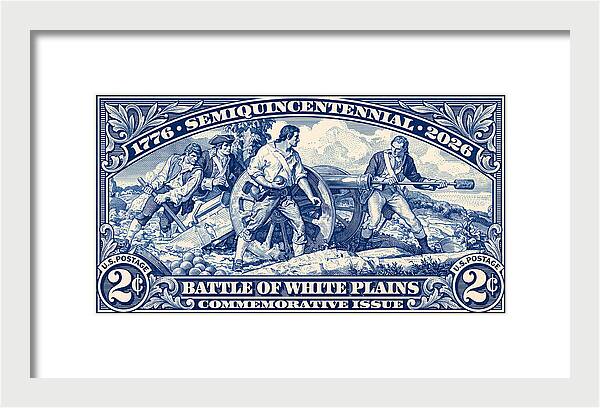 White Plains 2c blue - Framed Print