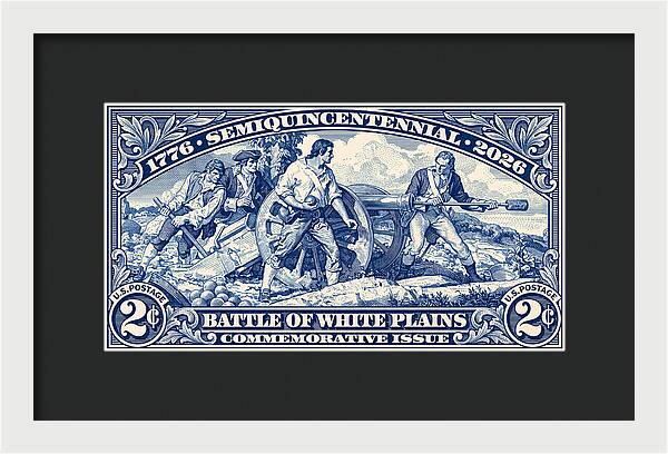 White Plains 2c blue - Framed Print