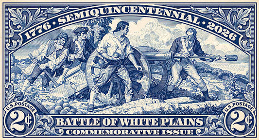 White Plains 2c blue - Art Print