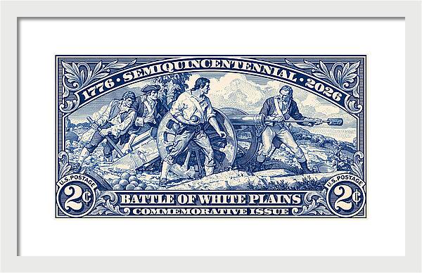 White Plains 2c blue - Framed Print