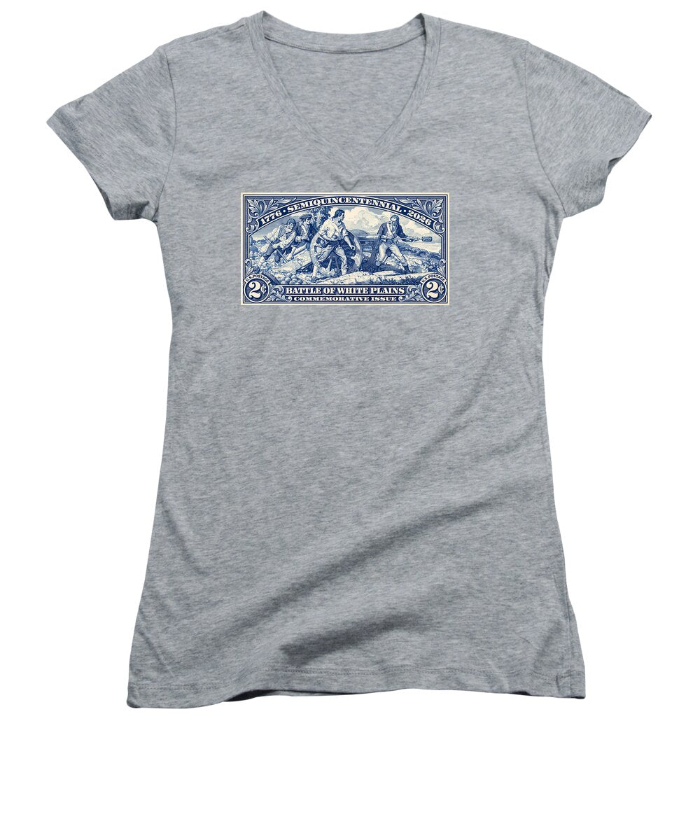 White Plains 2c blue - Women's V-Neck