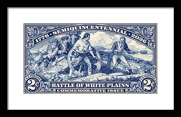 White Plains 2c blue - Framed Print