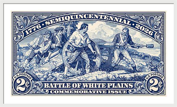 White Plains 2c blue - Framed Print