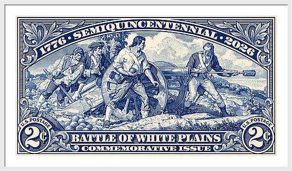 White Plains 2c blue - Framed Print